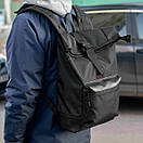 Рюкзак ROLLTOP Neptun Black — чоловічий рюкзак тканинний 18-23 л, чорний, фото 2