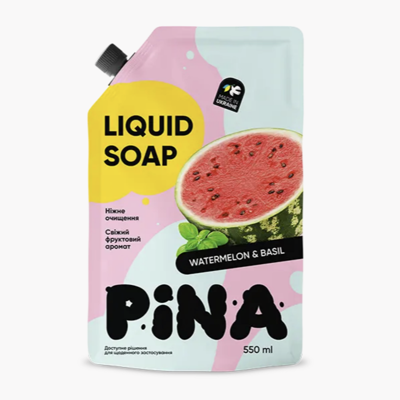 Рідке мило ТМ "PINA" Watermelon and basil 550 мл дой-пак, фото 1