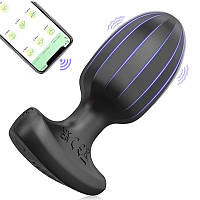 Силіконова анальна пробка з вібрацією й дистанційним керуванням PlugX, 9 режимів, чорна