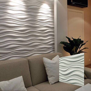 Гіпсова стінова 3д-панель "ПРИБІЙ" для внутрішніх робіт та оздоблення стін 50x50