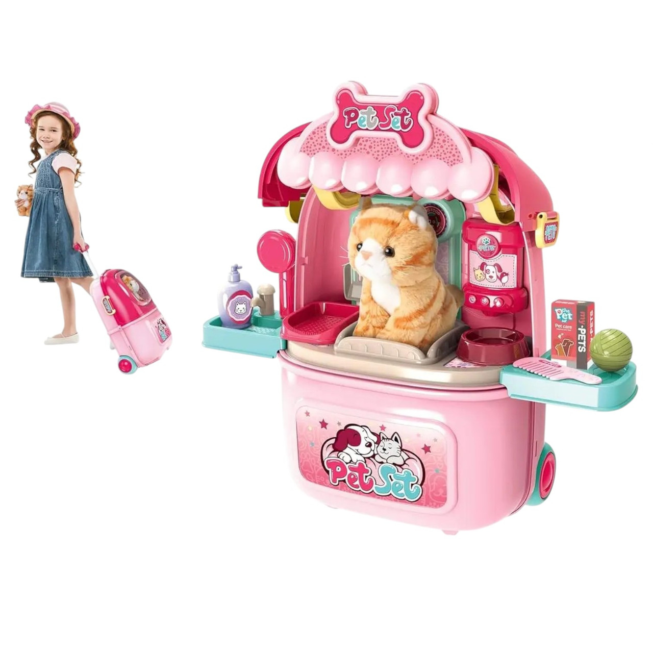 Ігровий набір Валіза з вихованцем Грумінг салон (м'яка іграшка, аксесуари) 008-980-4, фото 1