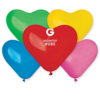 Латексна кулька Gemar 10"(26 см) #080 Серце пастель асорті