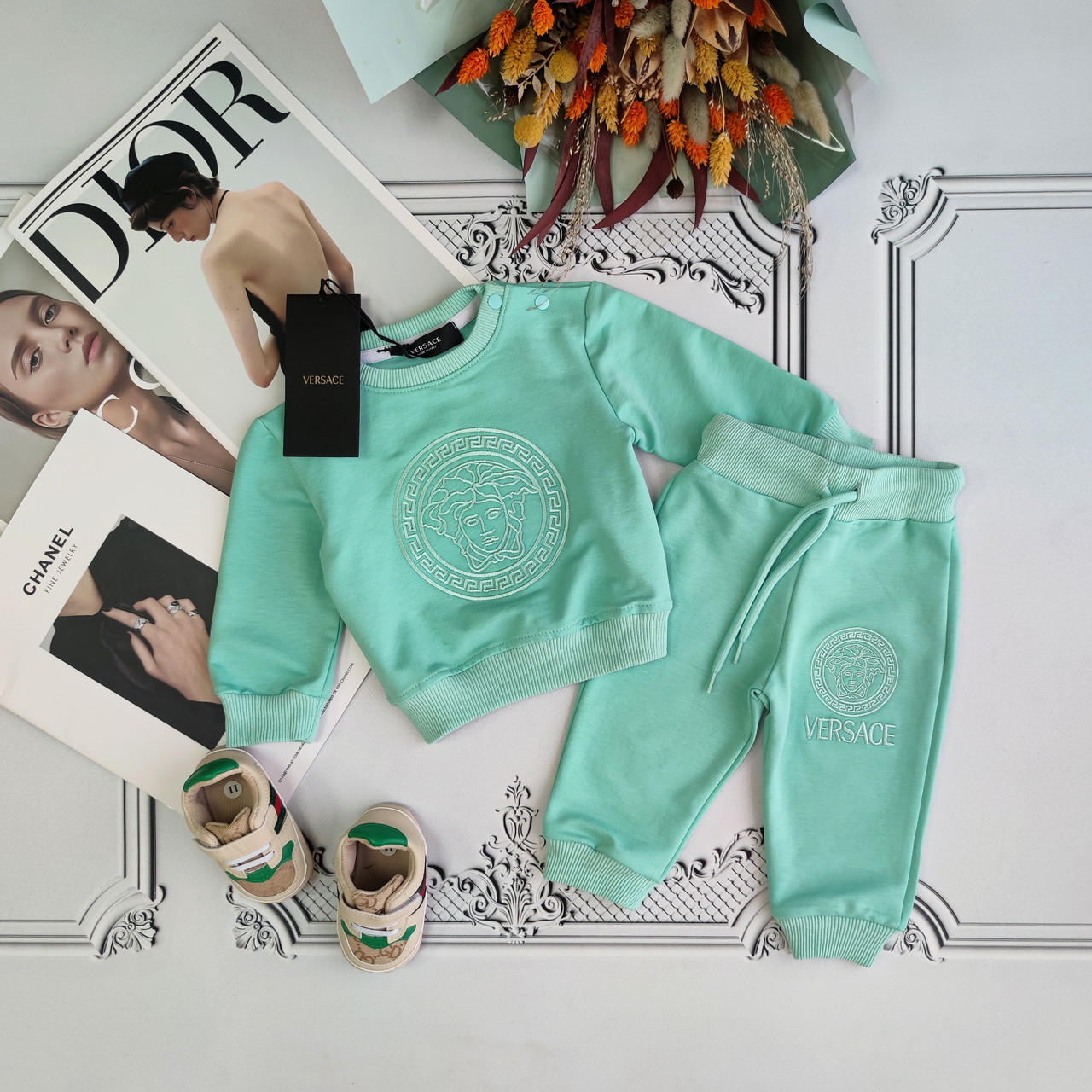 Дитячий м'ятний прогулянковий костюм Versace для новонароджених