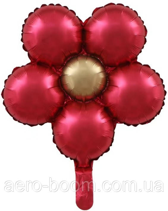 Фольгована кулька міні-фігура КНР (42х42 см) Ромашка сатин червона, фото 1