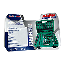 Набір торцевих головок універсальний ALFA ALSS108M 108 ел. для ремонту авто, фото 5