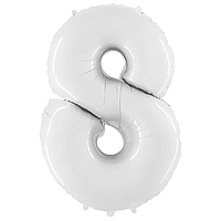 Фольгована цифра Flexmetal 40"(102 см) Біла 8 (ФОЛЬГА)