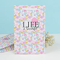 Подарунковий пакет "Life is beautiful" квіти 25х16х7 см
