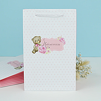 Подарунковий пакет "З найкращими побажаннями" ведмедик 25х16х7 см