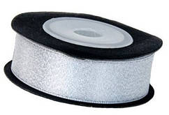 Стрічка атласна з блиском (1,5 см х 4,5 м) Срібна