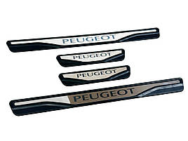 Накладки на пороги Peugeot 5008 (Y-1 хромо-пласт) TAN24