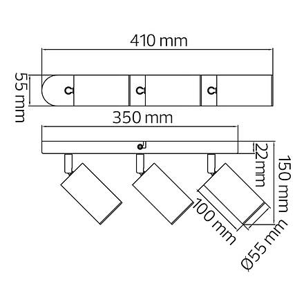 Світильник СПОТ Horoz Electric JOKER-3 3-й GU10 55х410мм чорний (015-038-0003-020), фото 2