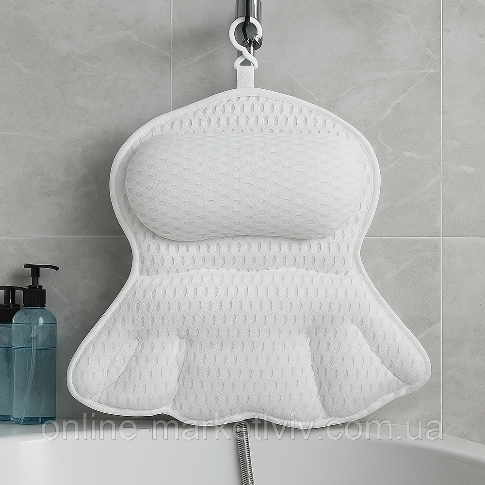 Подушка для ванної на присосках, 35х30х10, RelaxBath / Ортопедична подушка / Підголовник у ванну, фото 1