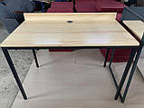 Стіл комп'ютерний прямий Хокі з масиву сосни 90/110x60x75 см, Чорний+сосна світла, 110, фото 3