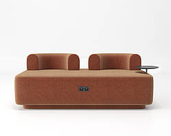 Модульний диван Plump зі столиком у вітальню 160x80x65 см, Теракотовий, Estetica Martin 8, рогожка