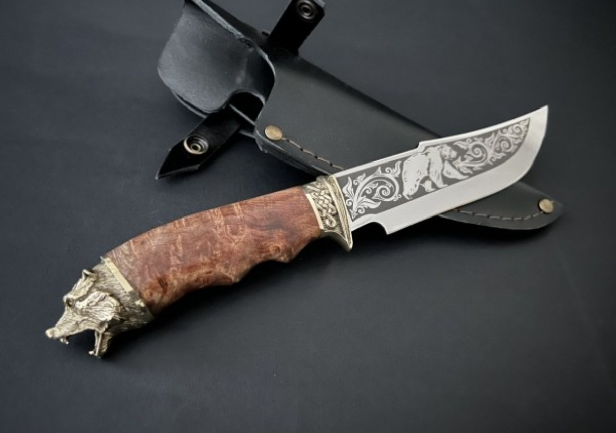 Ніж ручної роботи в подарунок чоловікові "Bear", сталь 40Х13