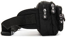 Сумка бананка на пояс на три змійки блискавки жіноча чорна тканинна кроссбоді текстильна Jielshi ZT-019, фото 5