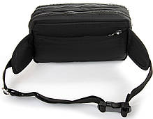 Сумка бананка на пояс на три змійки блискавки жіноча чорна тканинна кроссбоді текстильна Jielshi ZT-019, фото 4