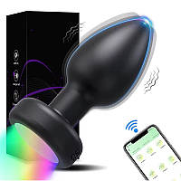 Силіконова анальна пробка з вібрацією й дистанційним керуванням PlugX Light, 9 режимів, чорна