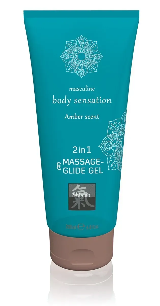 Лубрикант та масажне масло 2 в 1 HOT SHIATSU Massage-& Glide gel 2in1 Amber scent, 200 мл, фото 1
