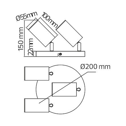 Світильник СПОТ Horoz Electric JOKER-4 3-й GU10 d-200мм чорний (015-038-0004-020), фото 2