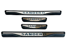 Накладки на пороги Dacia Sandero 2007-2013 (хром-пласт) TAN24