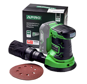 Шліфмашина ексцентрикова акумуляторна 20В 125мм APRO OS-20 (895204) без АКБ, без ЗУ, фото 3