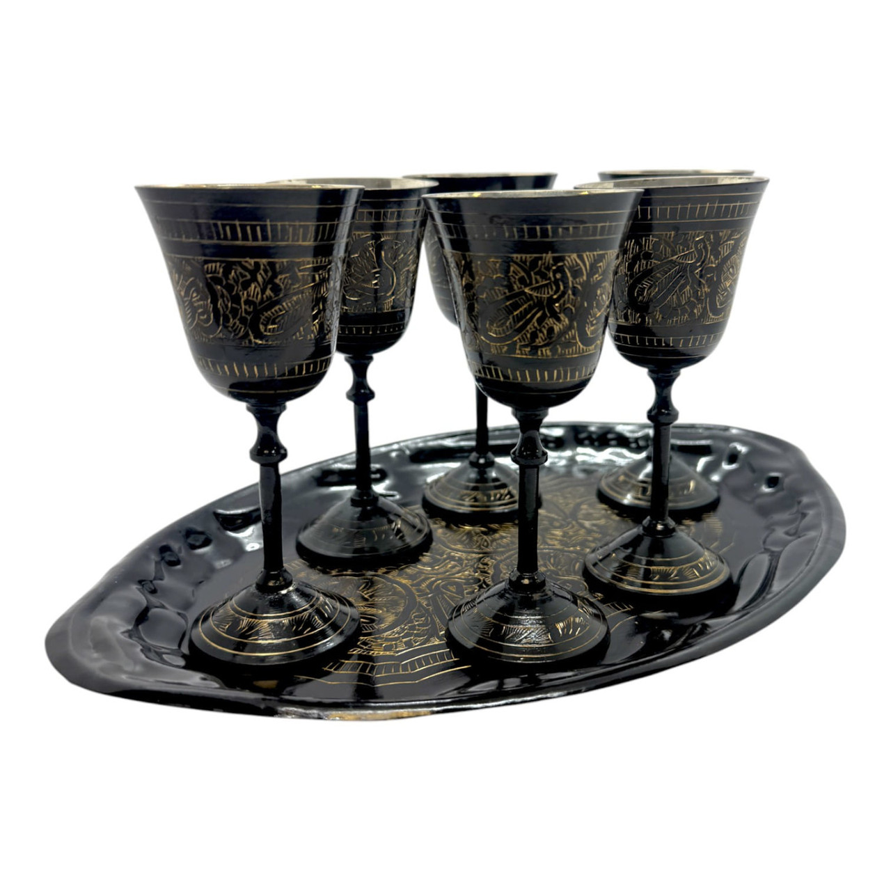 Набір бронзових чарок з підносом (6 шт.) (н-р 6шт/75 мл), фото 1