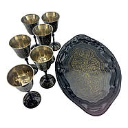 Набір бронзових чарок з підносом (6 шт.) (н-р 6шт/75 мл), фото 2