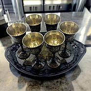 Набір бронзових чарок з підносом (6 шт.) (н-р 6шт/75 мл), фото 4