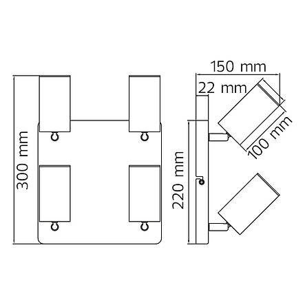Світильник СПОТ Horoz Electric JOKER-6 4-й GU10 300х300мм чорний (015-038-0006-020), фото 2