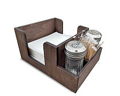 Підставка для серветок і спецівників (№4) 20х14х9 см, коричнева