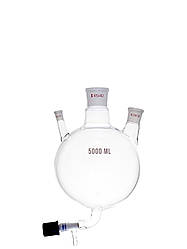 Колба з 3 горловинами 5000 мл зі шліфом, 14/45/29 та зливним краном PTFE