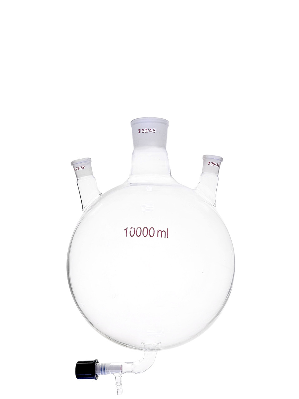 Колба з 3 горловинами 10000 мл зі шліфом, 29/60/29 та зливним краном PTFE