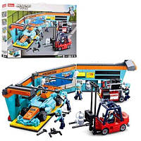 Конструктор SLUBAN M38-B0765 СТО, гонка, машина, погрузчик, фигурки, 555 дет, в кор-це, 48-33,5-7см