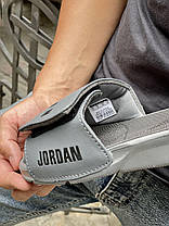 Чоловічі капці Nike Jordan Grey Black Літні сірі капці Найк Джордан легкі м'які на липучці літо пляжні, фото 4