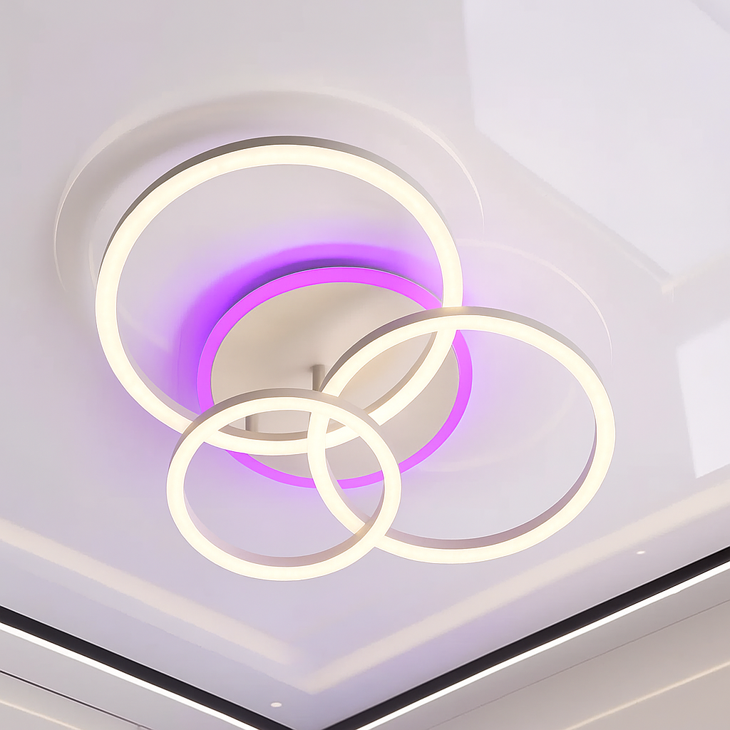 Стельова люстра Led з кільцями LUMINARIA 80W до 18 м² колір Білий GENNY ROUND RGB WH, фото 1