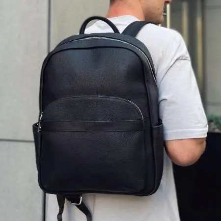 Чоловічий міський шкіряний рюкзак чорний Tiding Bag 60320