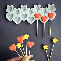 Силіконовий молд для льодяників "Сердечка та зірочки"