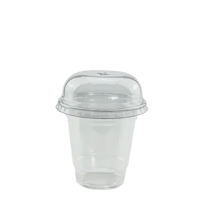 Стакан пластиковий 300мл з купольною кришкою (з Х-отвором) - 100шт