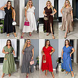 Жіноча літня сукня з розрізом, гумка по талії Тканина: льон жатка Розміри: 48-50, 52-54, 56-58, фото 7
