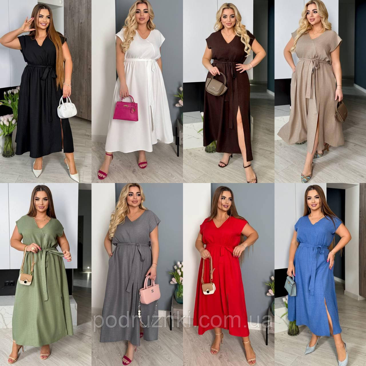 Жіноча літня сукня з розрізом, гумка по талії Тканина: льон жатка Розміри: 48-50, 52-54, 56-58, фото 1