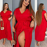 Жіноча літня сукня з розрізом, гумка по талії Тканина: льон жатка Розміри: 48-50, 52-54, 56-58, фото 5