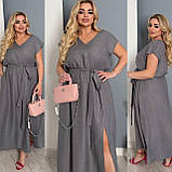 Жіноча літня сукня з розрізом, гумка по талії Тканина: льон жатка Розміри: 48-50, 52-54, 56-58, фото 7