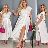 Жіноча літня сукня з розрізом, гумка по талії Тканина: льон жатка Розміри: 48-50, 52-54, 56-58, фото 4