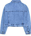 Жіноча джинсова коротка куртка болеро з відстібним капюшоном Dicesil, фото 7