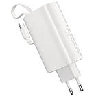 Мережевий зарядний пристрій Hoco J148 з вбудованим Power Bank 5000 mAh PD 20 W + кабель Type-C white, фото 3