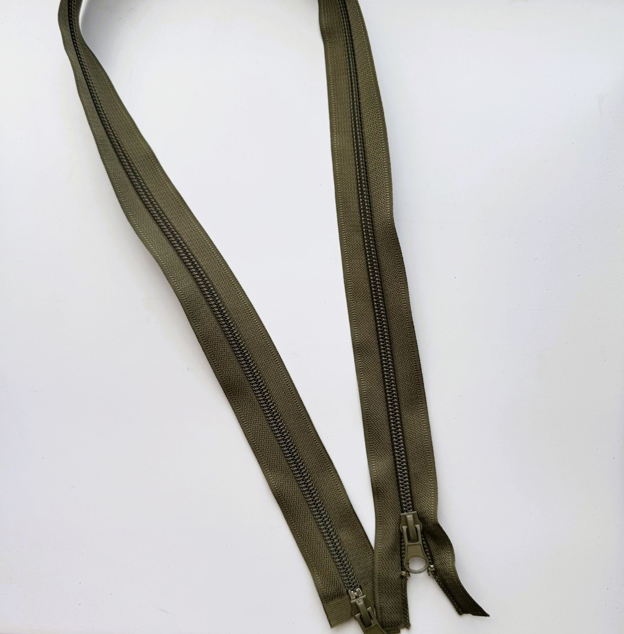 Блискавка спіральна №6 двозамкова роз'ємна 80см S-096 хакі пулер лампочка МО ZIP