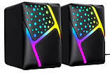 Колонка портативна/комп'ютерна 2.0 Havit SK763, Black, 3.5 мм / USB, 2x3 Вт, RGB підсвічування, пластиковий корпус, живлення від, фото 3