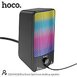 Колонка портативна/комп'ютерна HOCO RGB Rhythmic Spectrum desktop speaker DS14 |10W, AUX, Mic| Black, фото 3
