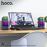 Колонка портативна/комп'ютерна HOCO RGB Rhythmic Spectrum desktop speaker DS14 |10W, AUX, Mic| Black, фото 7